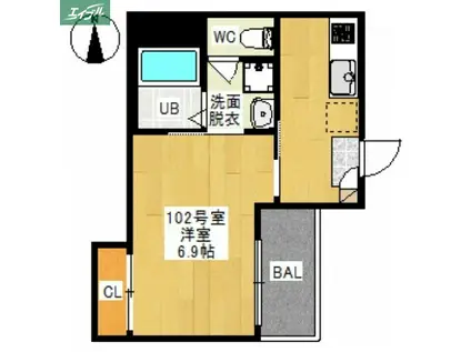 REGALEST 奥田中央I(1K/1階)の間取り写真