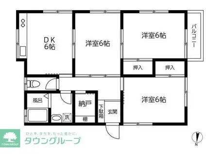 志村テラスハウス(3SDK/2階)の間取り写真