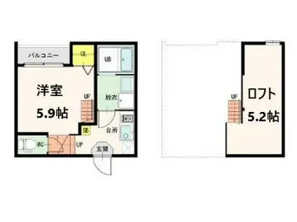 グランヴィスタ原町(1K/1階)の間取り写真