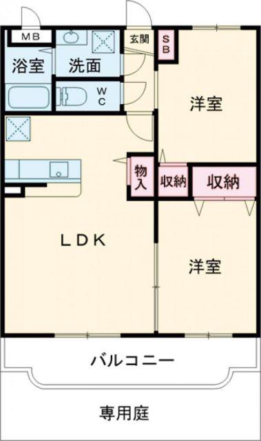 ユーミースマイルII(2LDK/1階)の間取り写真