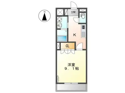 グランシャリオ一色(1K/1階)の間取り写真