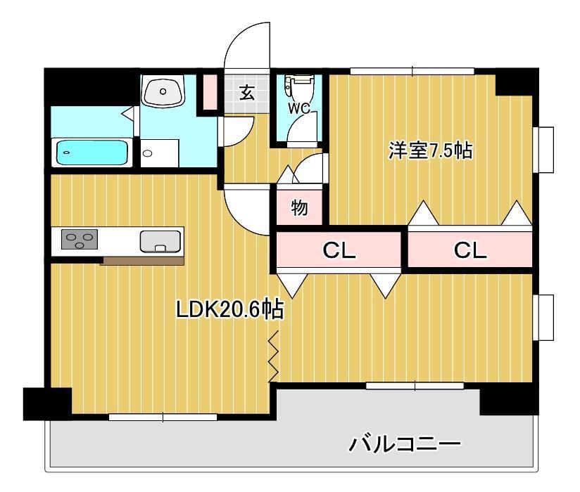 グリーンヒルズ菊陽(1LDK/1階)の間取り写真