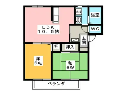 ガーデンクリアB(2LDK/1階)の間取り写真