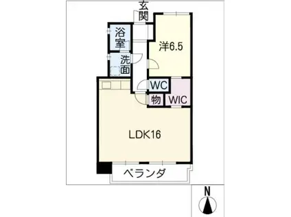 パークグリーン長久手(1LDK/6階)の間取り写真