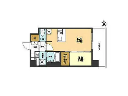 シャテーニュ上本町(1LDK/7階)の間取り写真