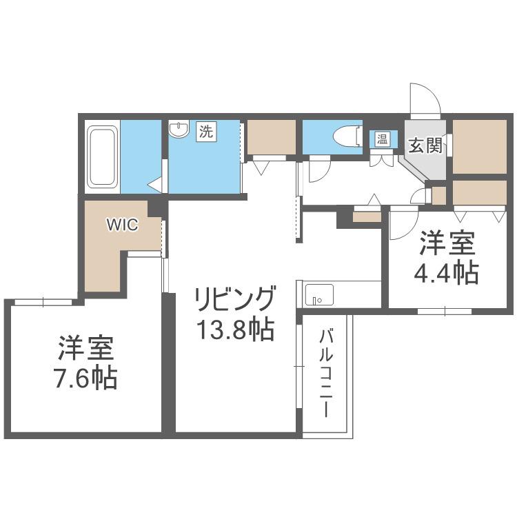 エフュート南円山(2LDK/1階)の間取り写真