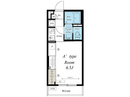 リブリ・エクセル長洲(1K/1階)の間取り写真