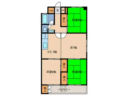 ハイツ江戸(4K/3階)の間取り写真