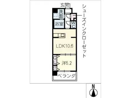 ブリスコート鳴子北(1LDK/6階)の間取り写真