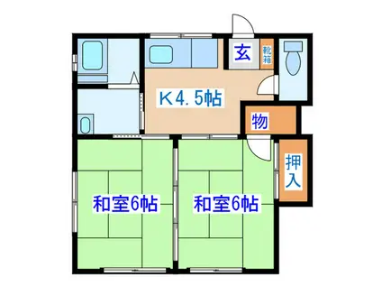 小深荘A(2K/1階)の間取り写真