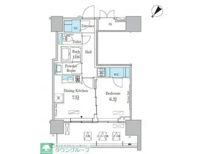 HARUMI FLAG PORT VILLAGE D棟(1DK/12階)の間取り写真