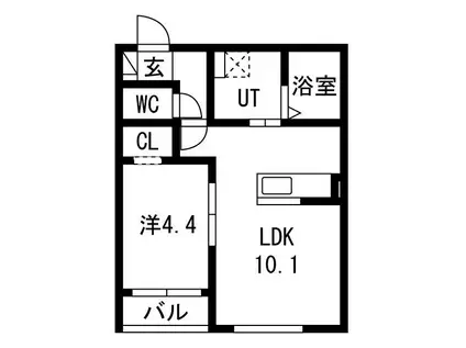 日の出3丁目AP(1LDK/2階)の間取り写真