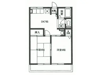 シテイハイム山王(2DK/2階)の間取り写真
