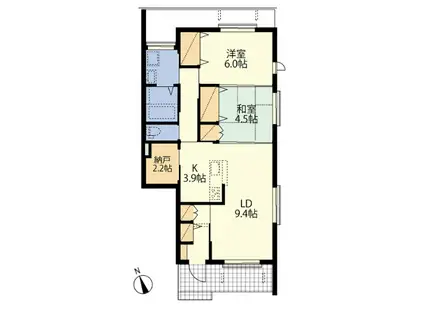 AF BORIKI湘南くげぬま(2SLDK/1階)の間取り写真