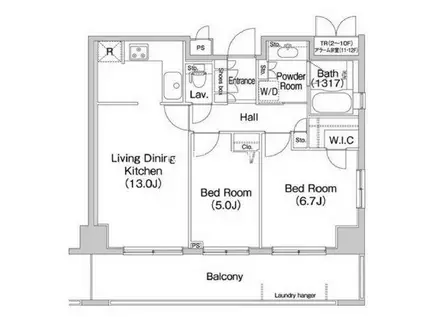 コンフォリア田町(1LDK/10階)の間取り写真