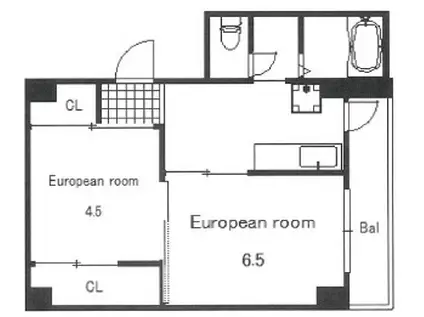 ヴィラナリー天神 1号棟(2DK/5階)の間取り写真