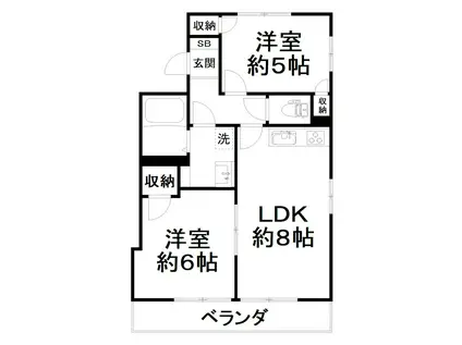 サンハイム(2LDK/1階)の間取り写真