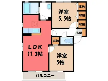 グランドソレーユ3番館(2LDK/2階)の間取り写真