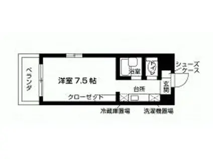 バウスクロス市川(1K/10階)の間取り写真