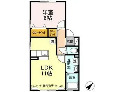 グランテールII(1LDK/2階)の間取り写真