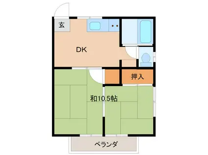 グリーンハイツやなぎもと(2DK/2階)の間取り写真