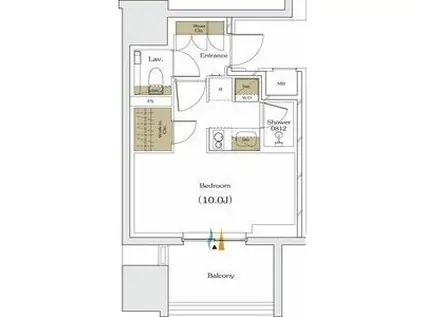 ザ・パークハビオ谷町六丁目クロス(ワンルーム/14階)の間取り写真