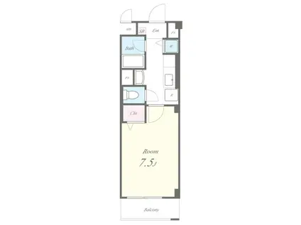 サウスイースト千(1K/1階)の間取り写真