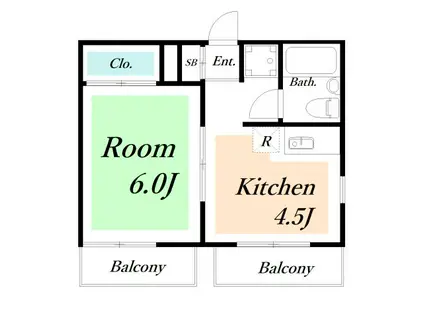 レジデンスケンビ(1DK/4階)の間取り写真