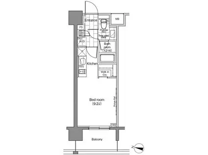 パークハビオ恵比寿(ワンルーム/5階)の間取り写真