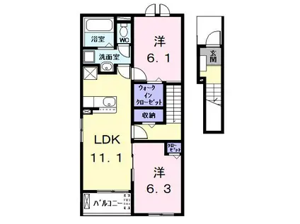 コージィープレイス 凛(2LDK/2階)の間取り写真