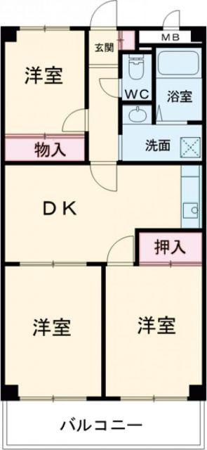総業水戸第二ハイム(3DK/1階)の間取り写真