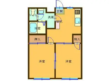 さくらレジデンス御城C棟(2DK/1階)の間取り写真