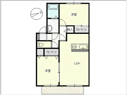 エスポアールII(2LDK/2階)の間取り写真