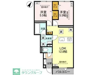 ベルヴィル(2LDK/1階)の間取り写真