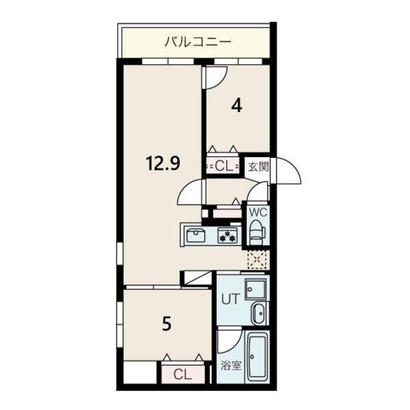 プエンテ発寒(2LDK/1階)の間取り写真