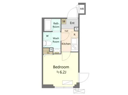 SHOKEN RESIDENCE横浜生麦III(1K/1階)の間取り写真