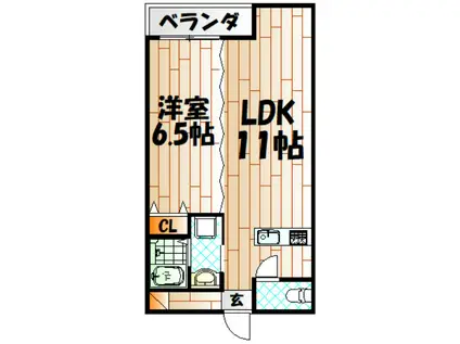 三萩野ビル(1LDK/3階)の間取り写真
