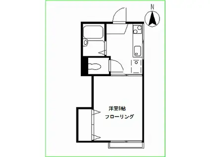 第一山形ハイツ(1K/1階)の間取り写真