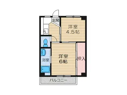 ビレッジハウス高田(1DK/4階)の間取り写真