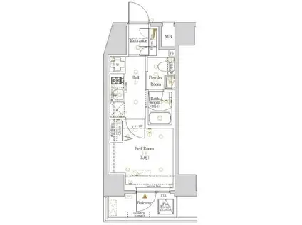 ログ戸越(1K/8階)の間取り写真