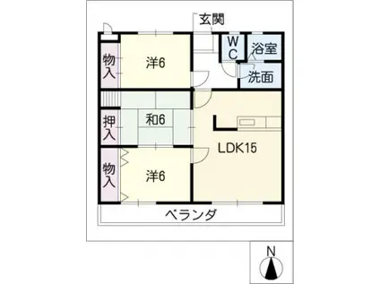 グリーンハイツ(3LDK/2階)の間取り写真
