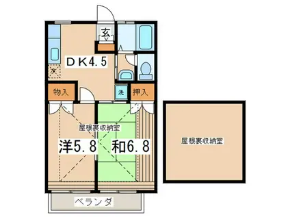 ホワイトハウス(2DK/2階)の間取り写真