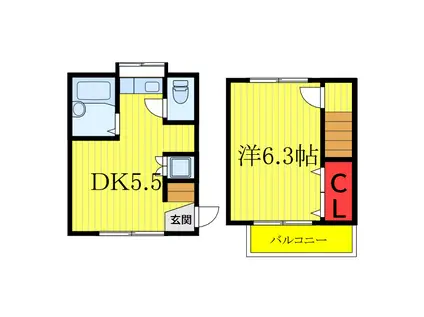 東田荘F(1DK/1階)の間取り写真