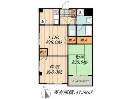 リーバーサイドM(2LDK/1階)の間取り写真