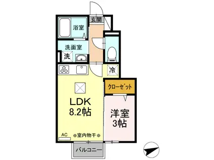 IDEAL(1LDK/1階)の間取り写真