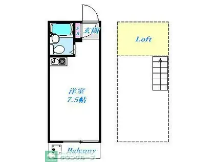 グランモア脚折(ワンルーム/2階)の間取り写真