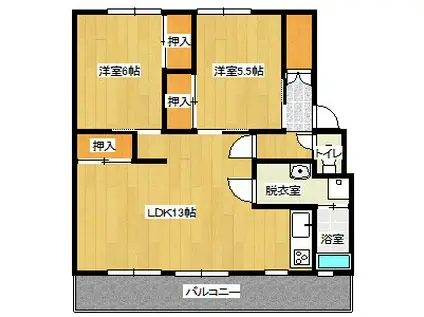 サルヴァトーレ神園 1号棟(2LDK/1階)の間取り写真