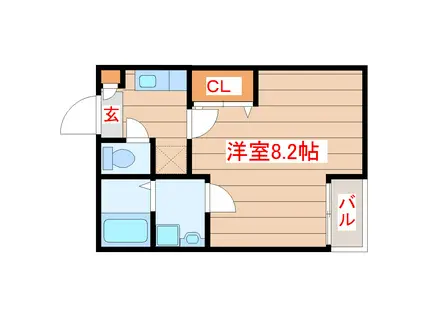 クレフラスト幸町D(1K/1階)の間取り写真