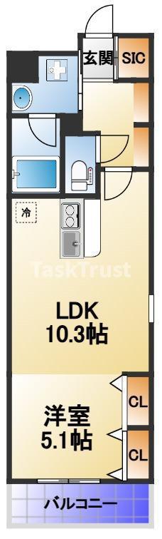 ESTAGEO太子橋(1LDK/1階)の間取り写真