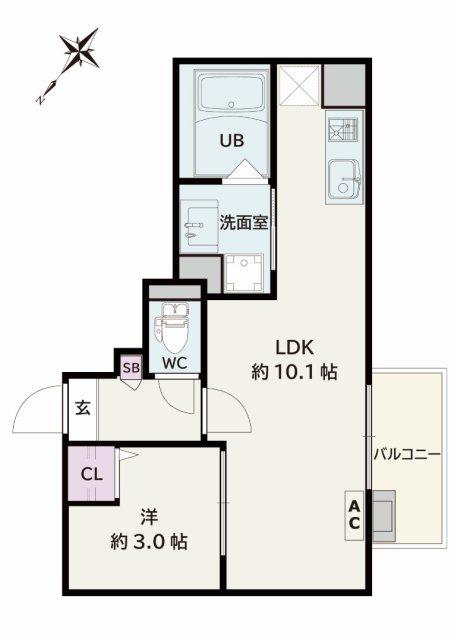 JACK ODAKAVIII(1LDK/3階)の間取り写真